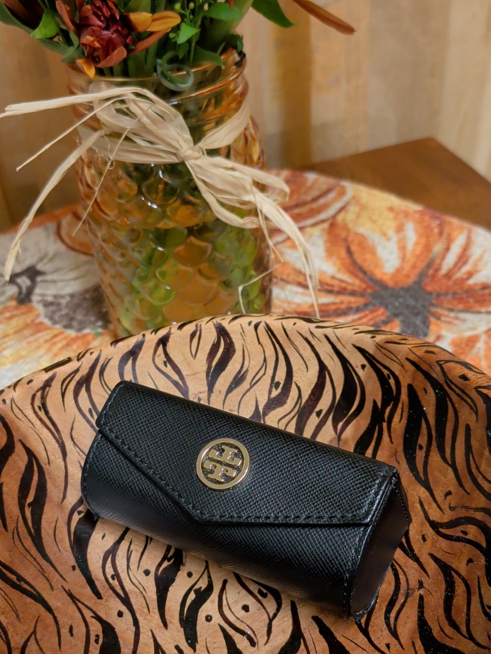 Tory Burch Black Saffiano Leather Lipstick Case